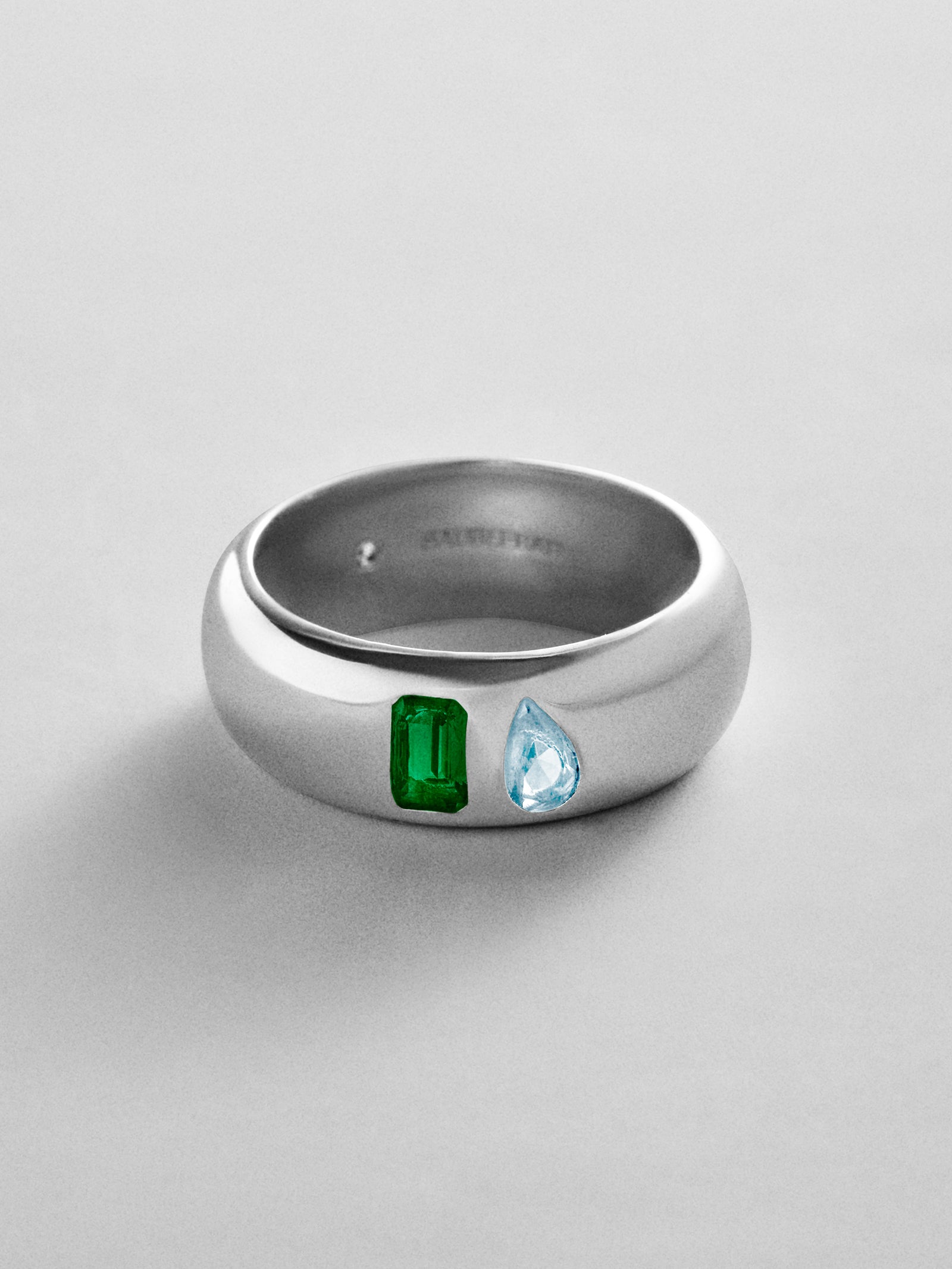 Multi-Stone Puffy Custom Birthstone Ring - Silver