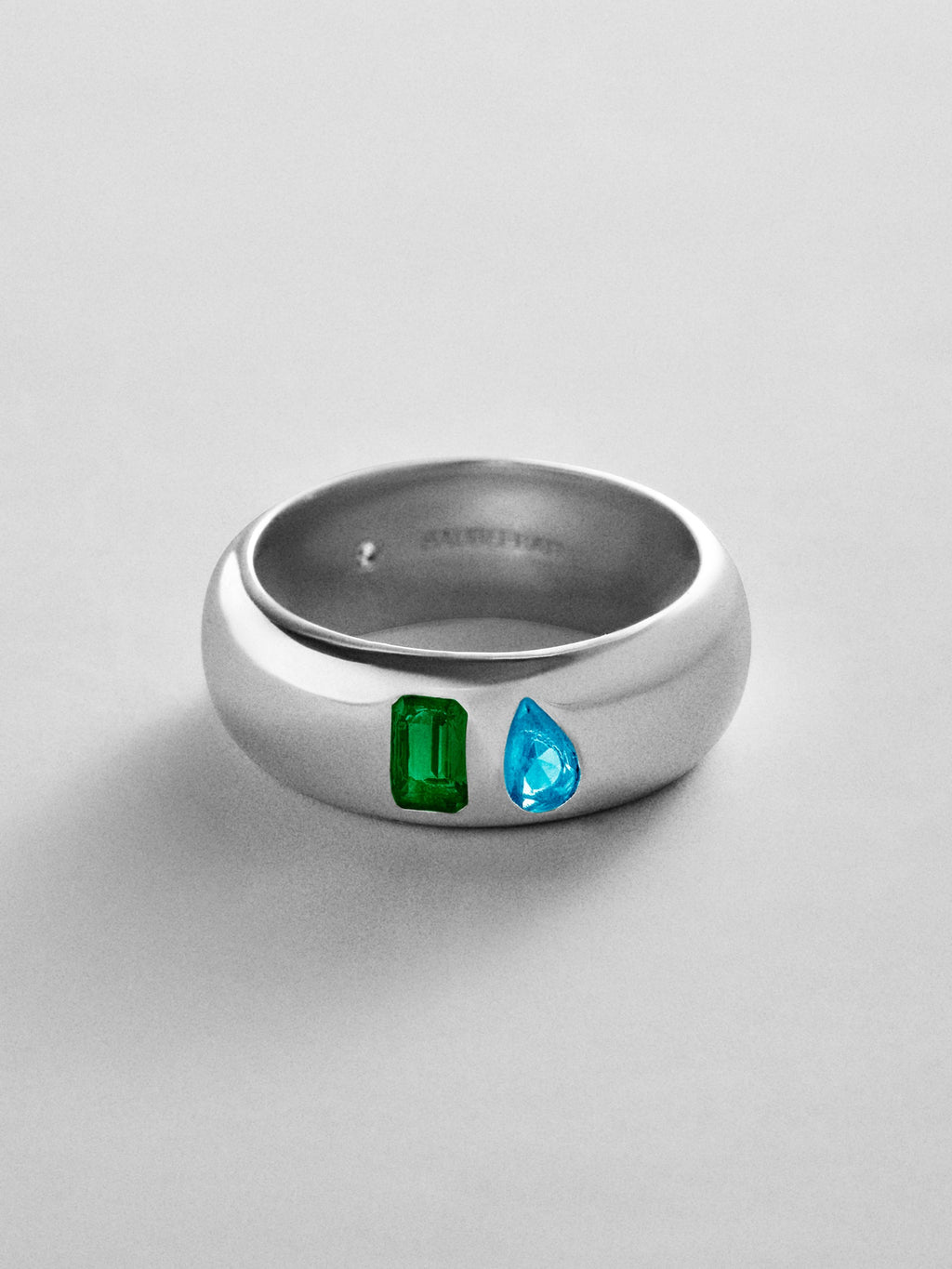 Multi-Stone Puffy Custom Birthstone Ring - Silver