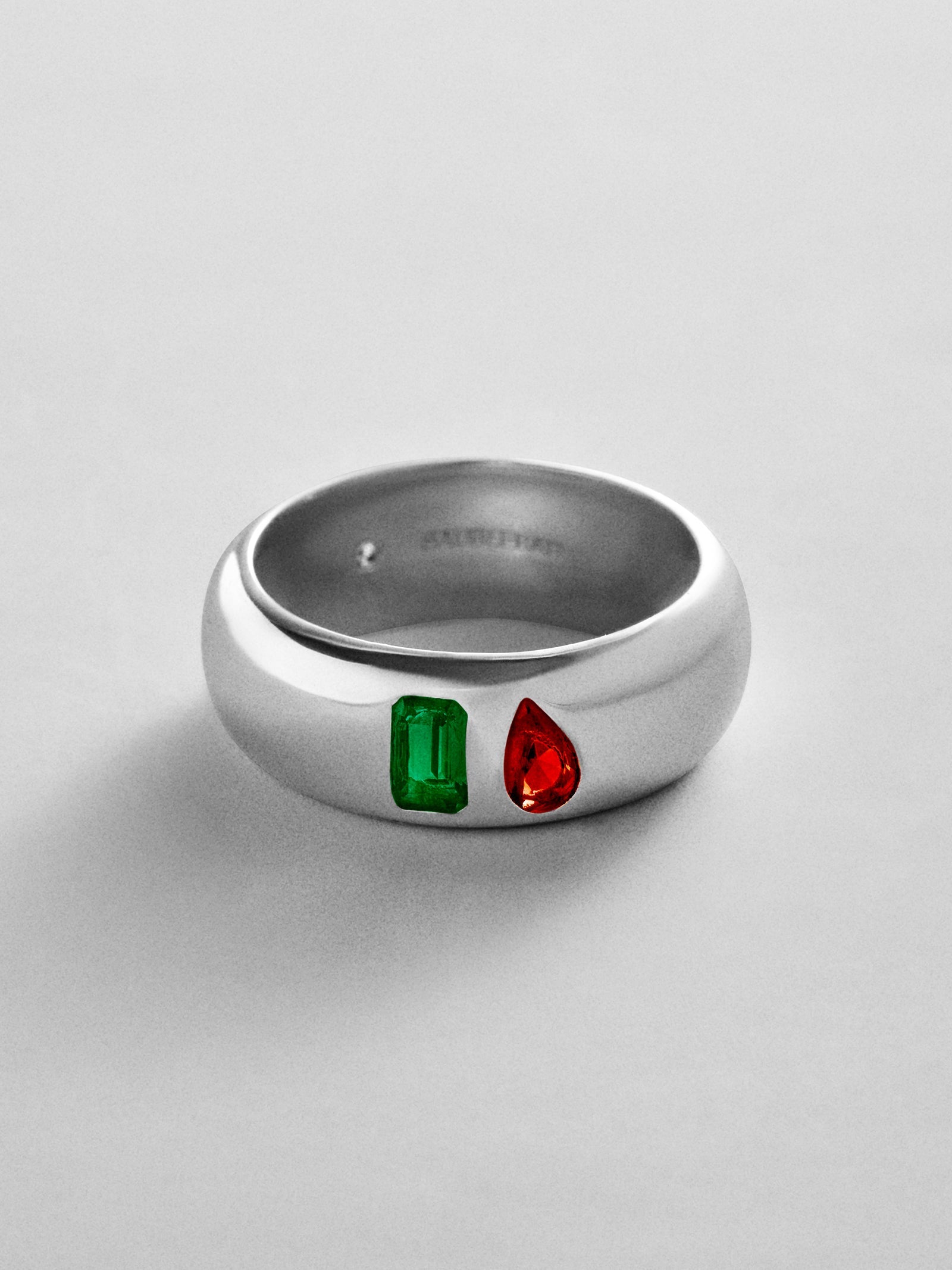 Multi-Stone Puffy Custom Birthstone Ring - Silver