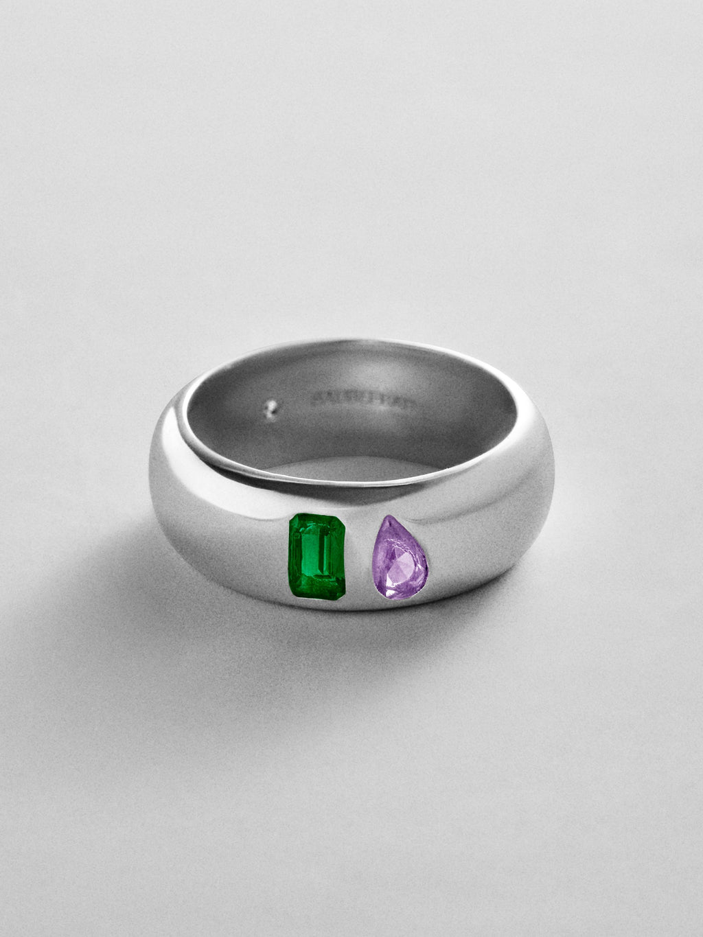 Multi-Stone Puffy Custom Birthstone Ring - Silver