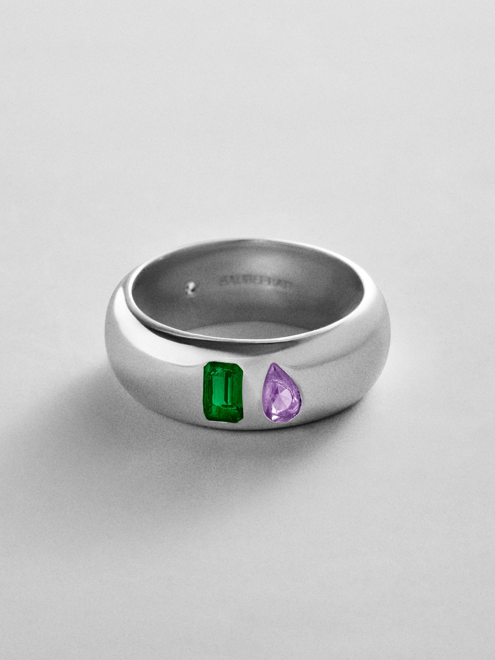 Multi-Stone Puffy Custom Birthstone Ring - Silver