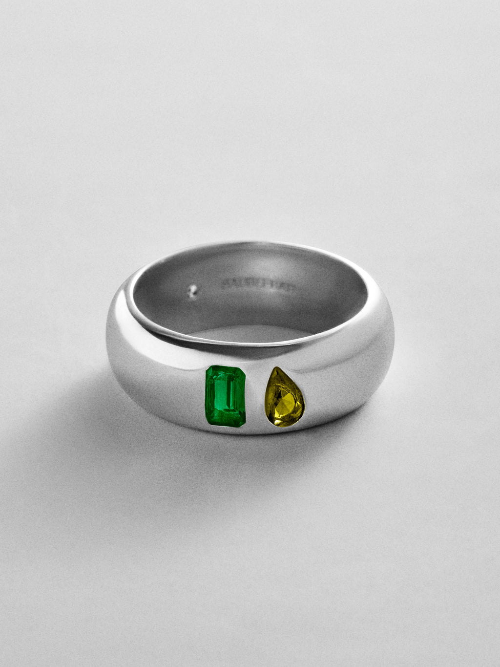 Multi-Stone Puffy Custom Birthstone Ring - Silver