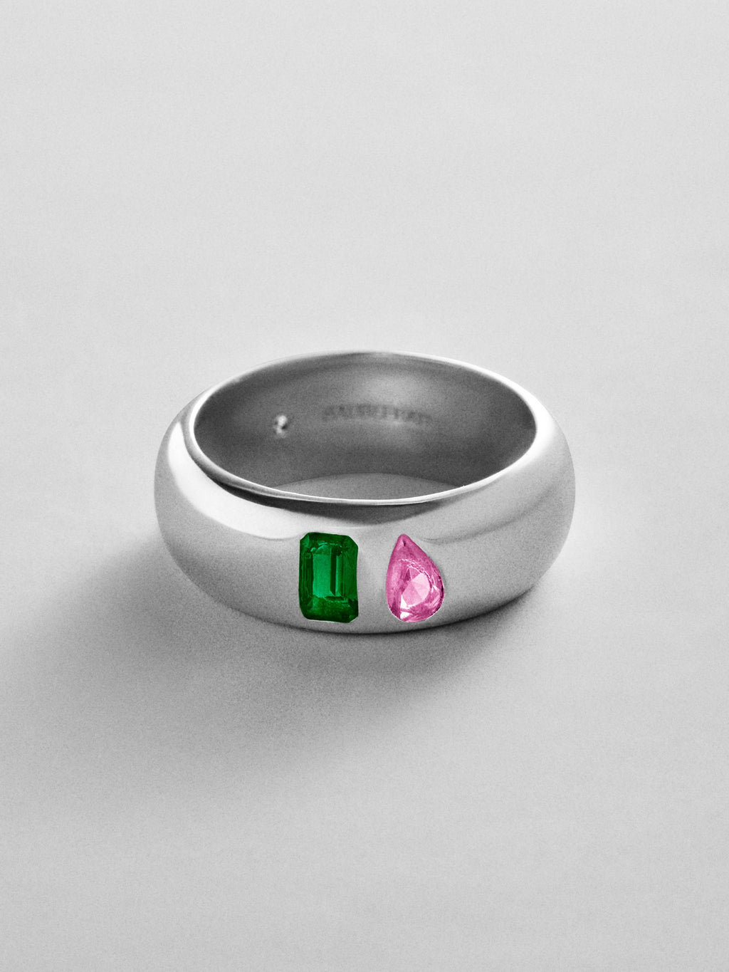 Multi-Stone Puffy Custom Birthstone Ring - Silver