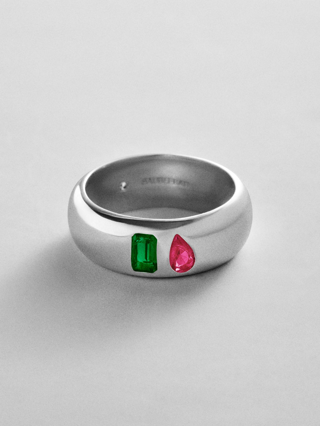 Multi-Stone Puffy Custom Birthstone Ring - Silver