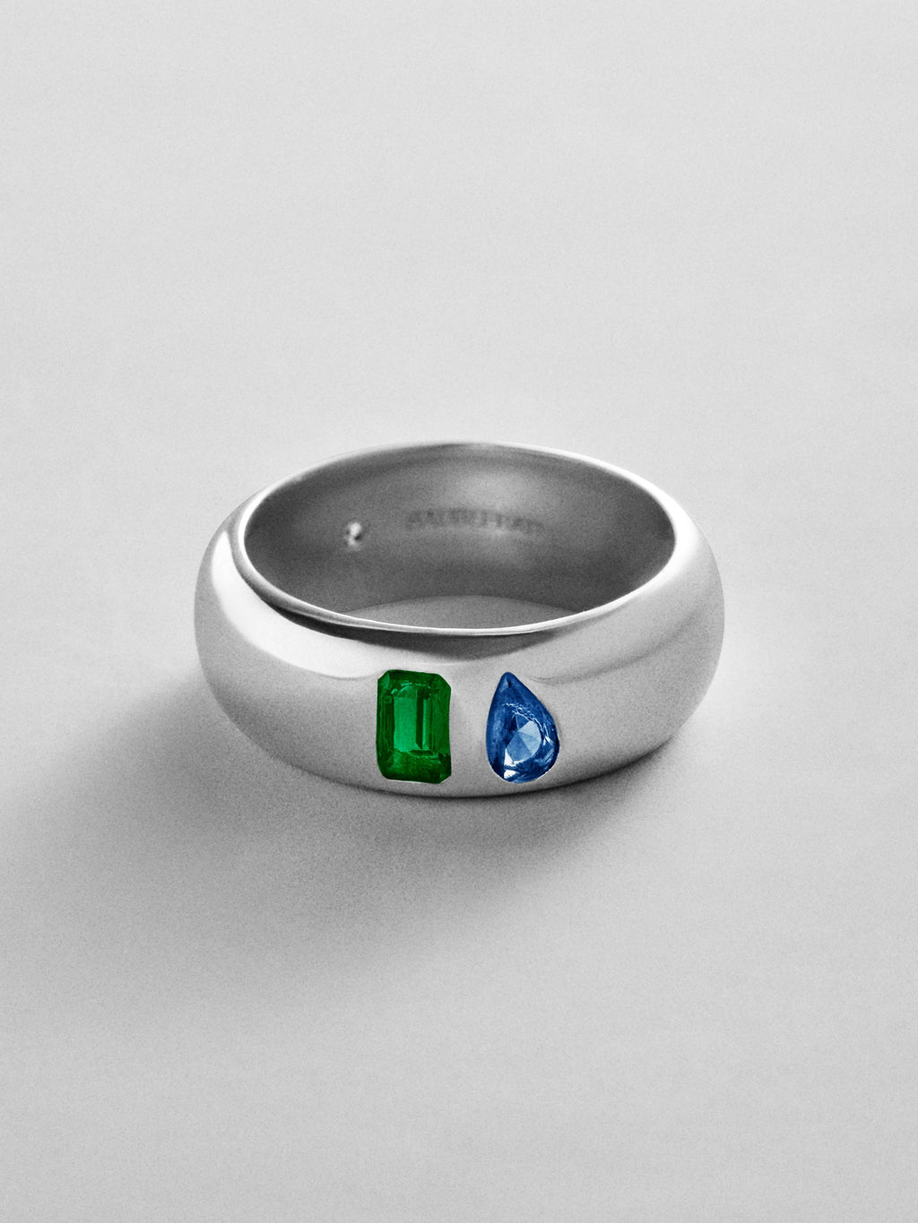 Multi-Stone Puffy Custom Birthstone Ring - Silver