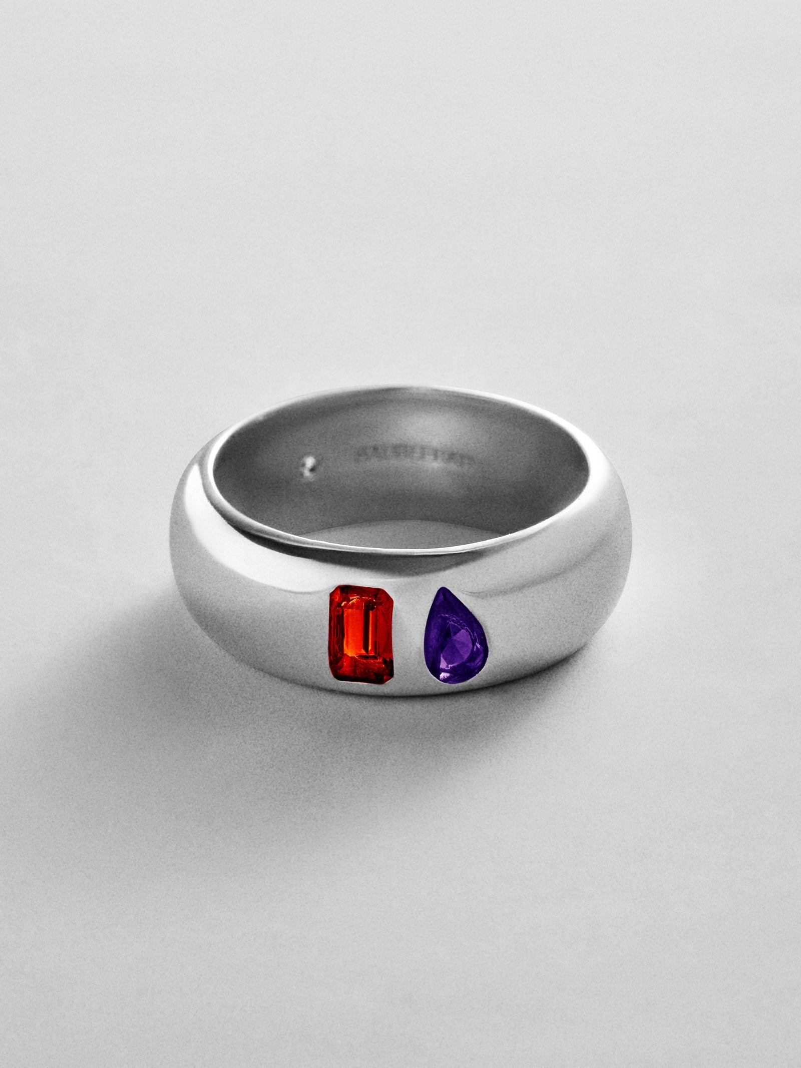 Multi-Stone Puffy Custom Birthstone Ring - Silver