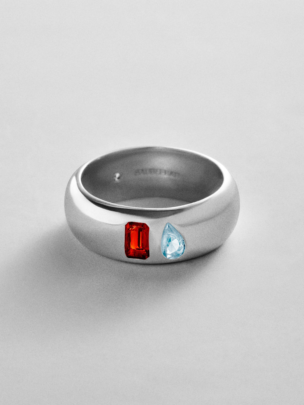Multi-Stone Puffy Custom Birthstone Ring - Silver