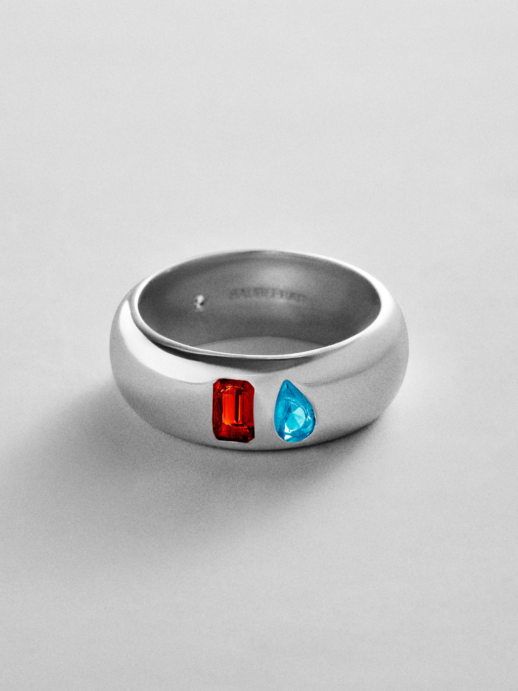Multi-Stone Puffy Custom Birthstone Ring - Silver