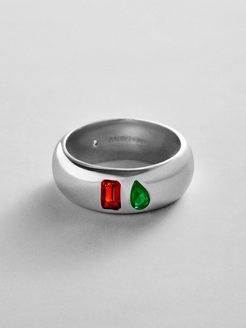 Multi-Stone Puffy Custom Birthstone Ring - Silver