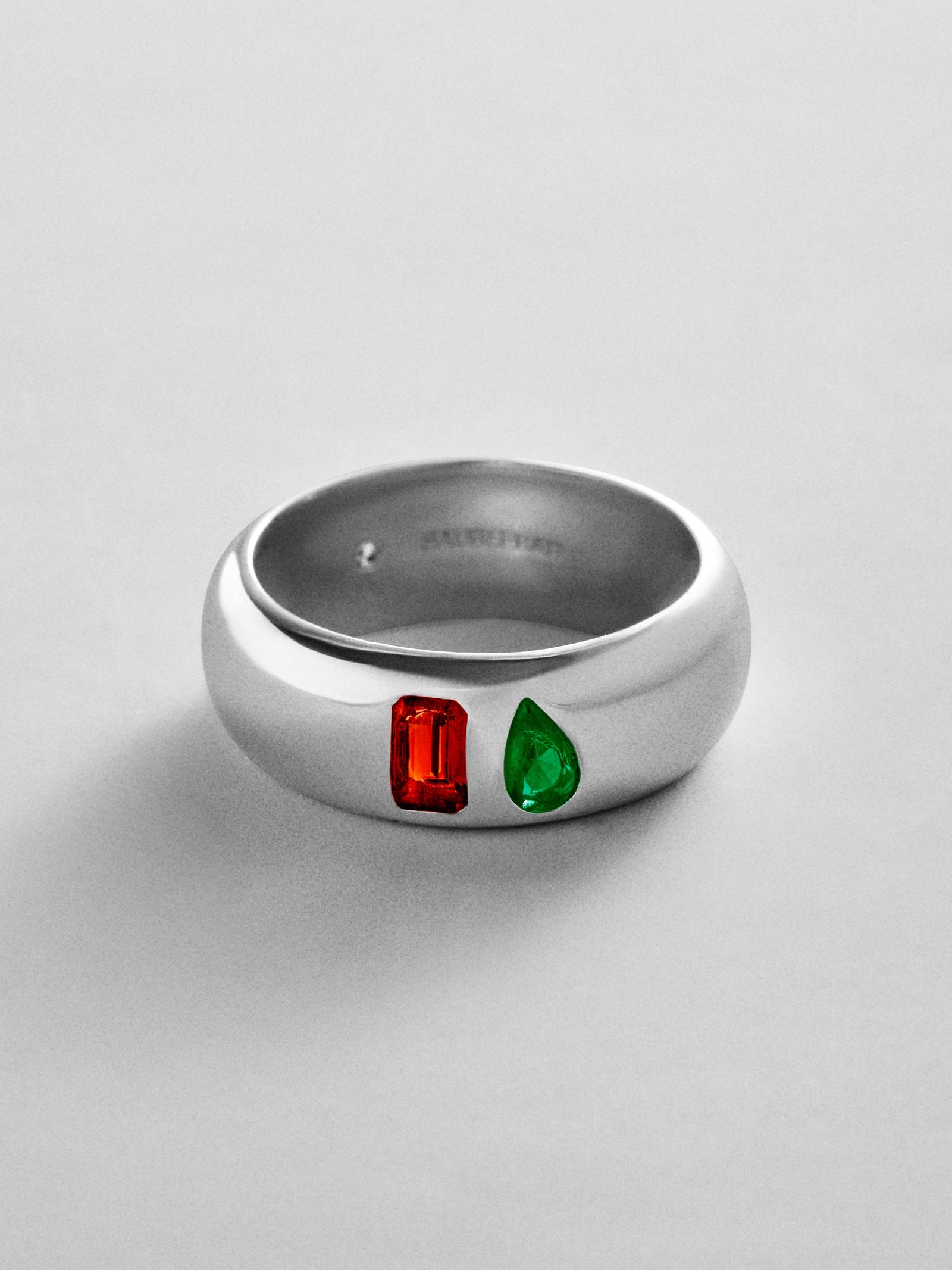 Multi-Stone Puffy Custom Birthstone Ring - Silver