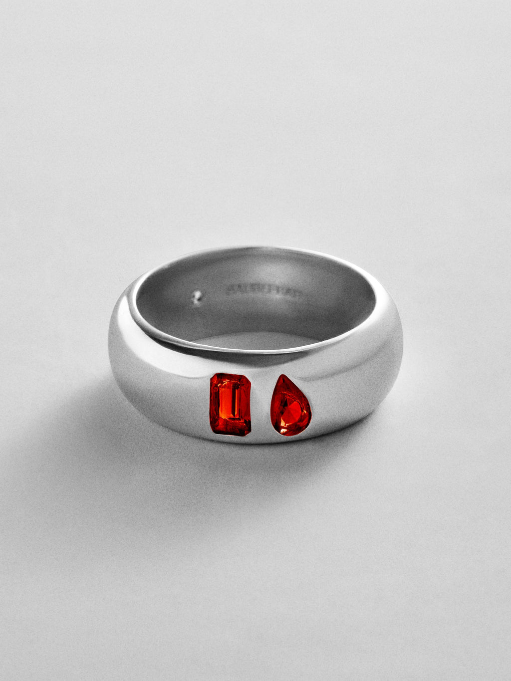 Multi-Stone Puffy Custom Birthstone Ring - Silver