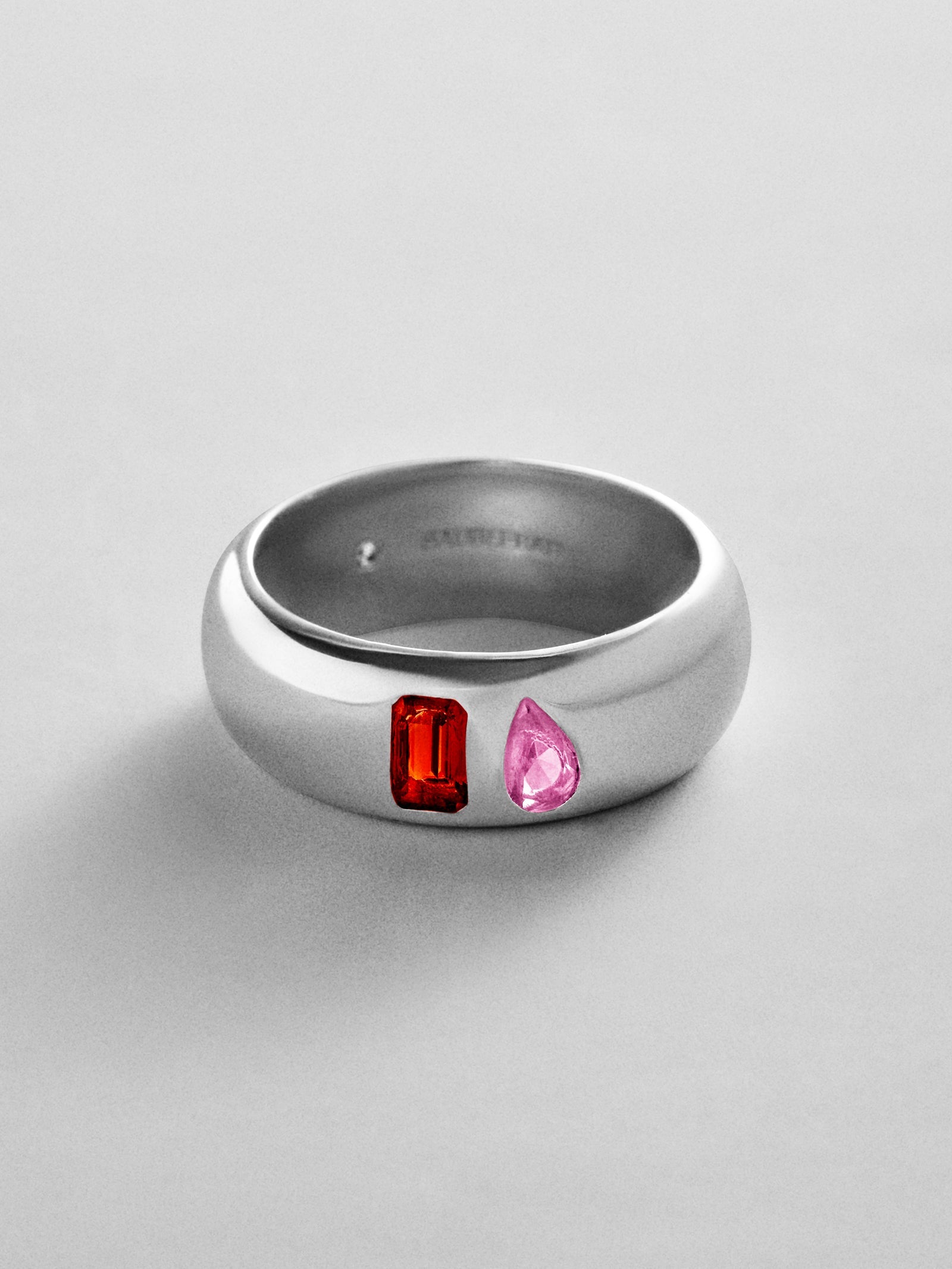 Multi-Stone Puffy Custom Birthstone Ring - Silver
