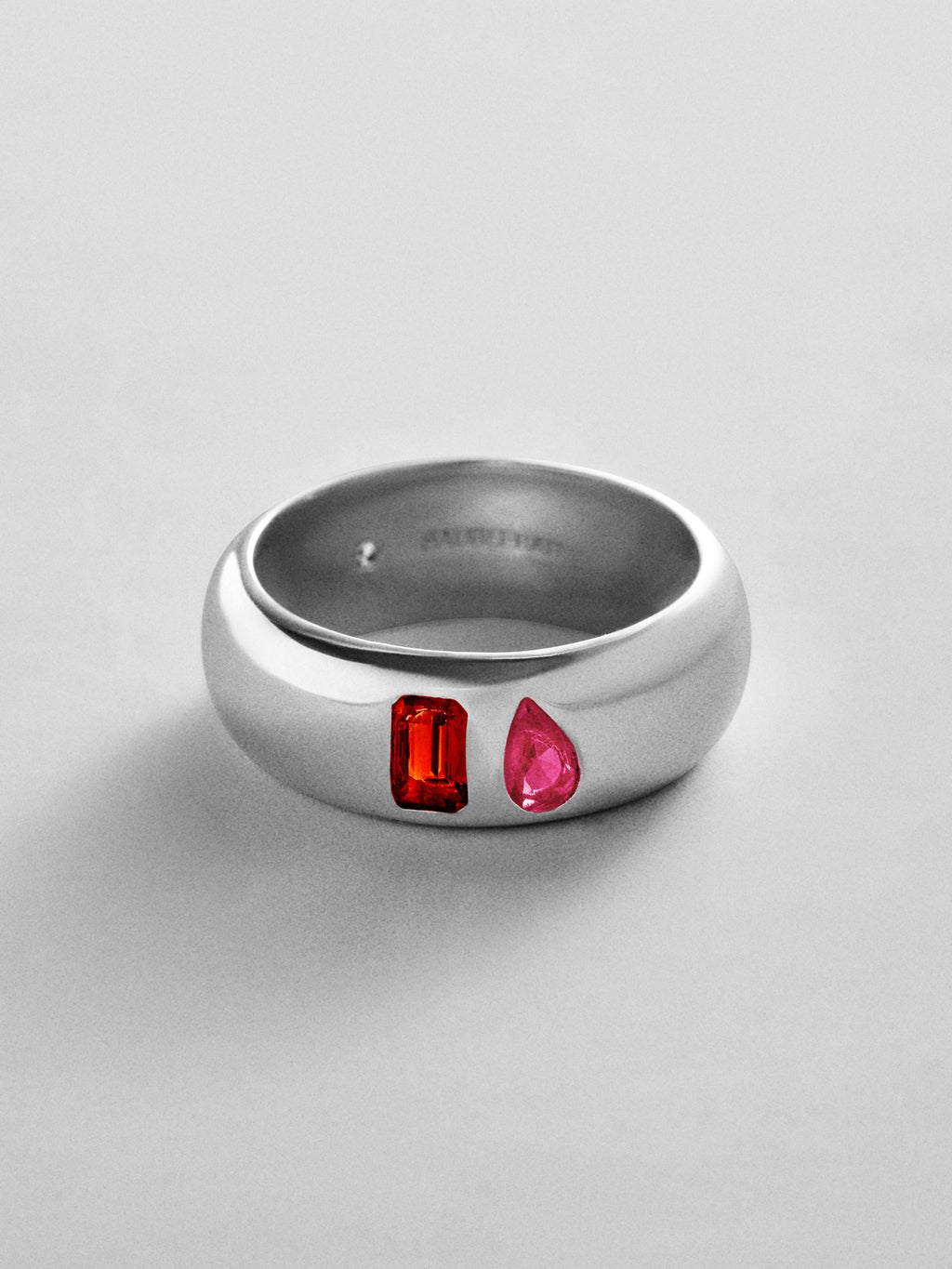 Multi-Stone Puffy Custom Birthstone Ring - Silver