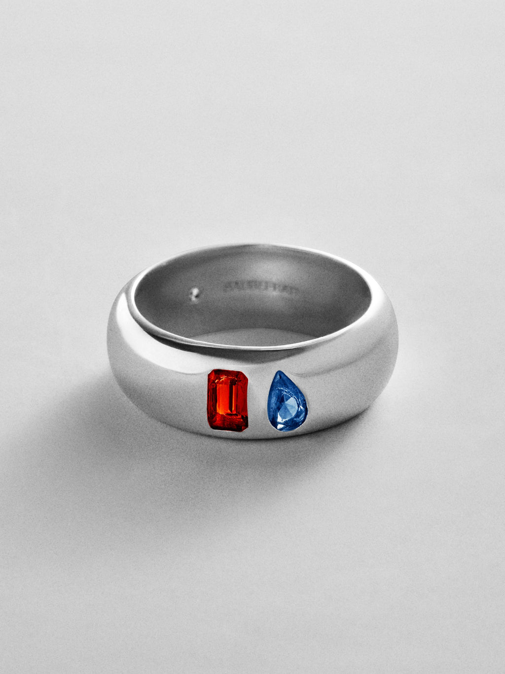 Multi-Stone Puffy Custom Birthstone Ring - Silver