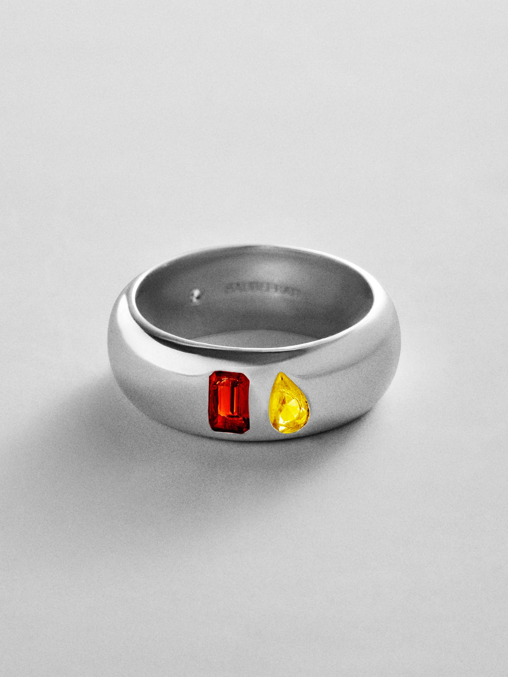 Multi-Stone Puffy Custom Birthstone Ring - Silver