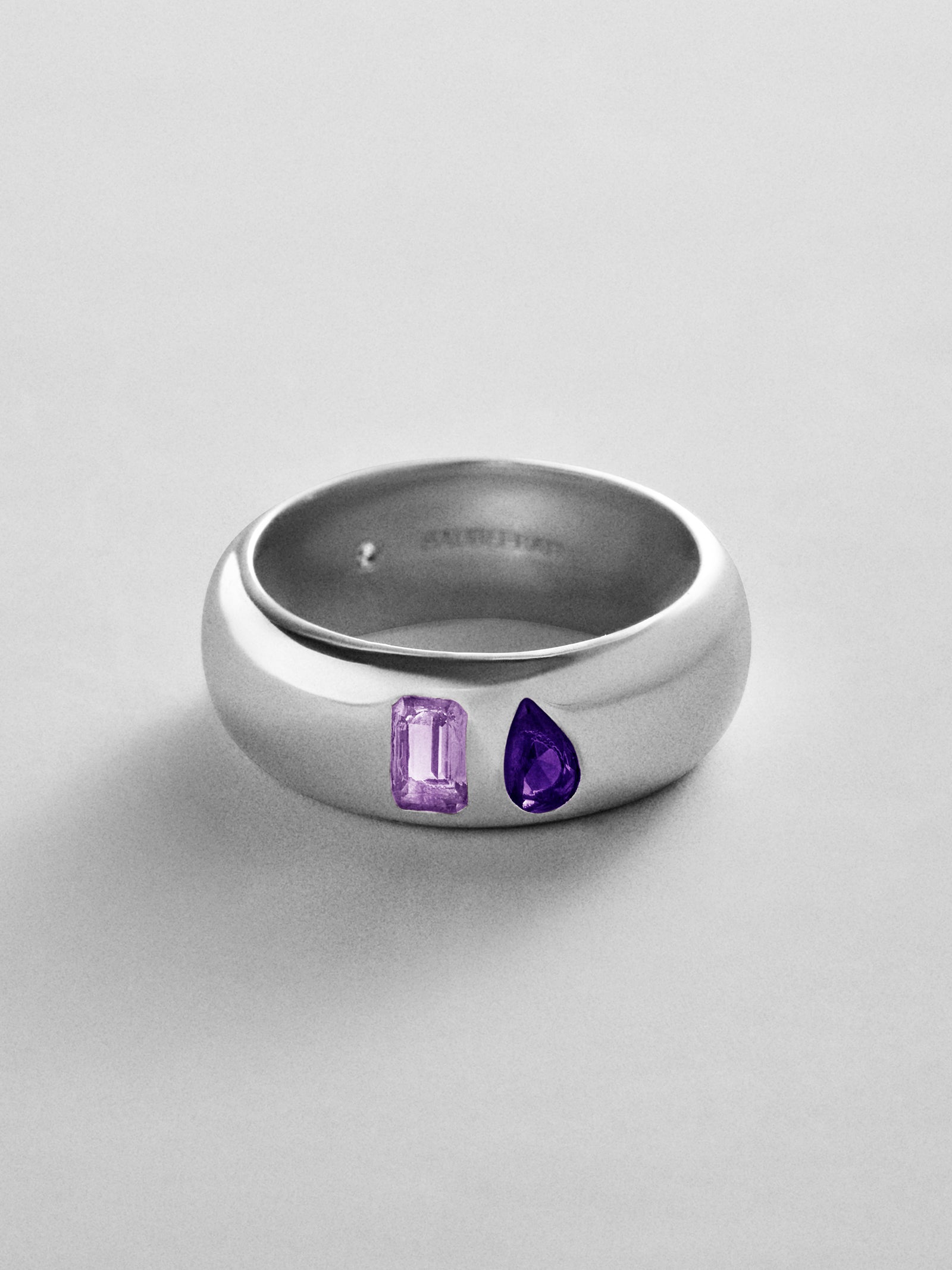 Multi-Stone Puffy Custom Birthstone Ring - Silver