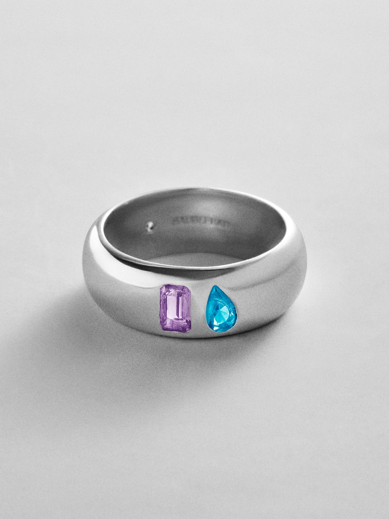 Multi-Stone Puffy Custom Birthstone Ring - Silver