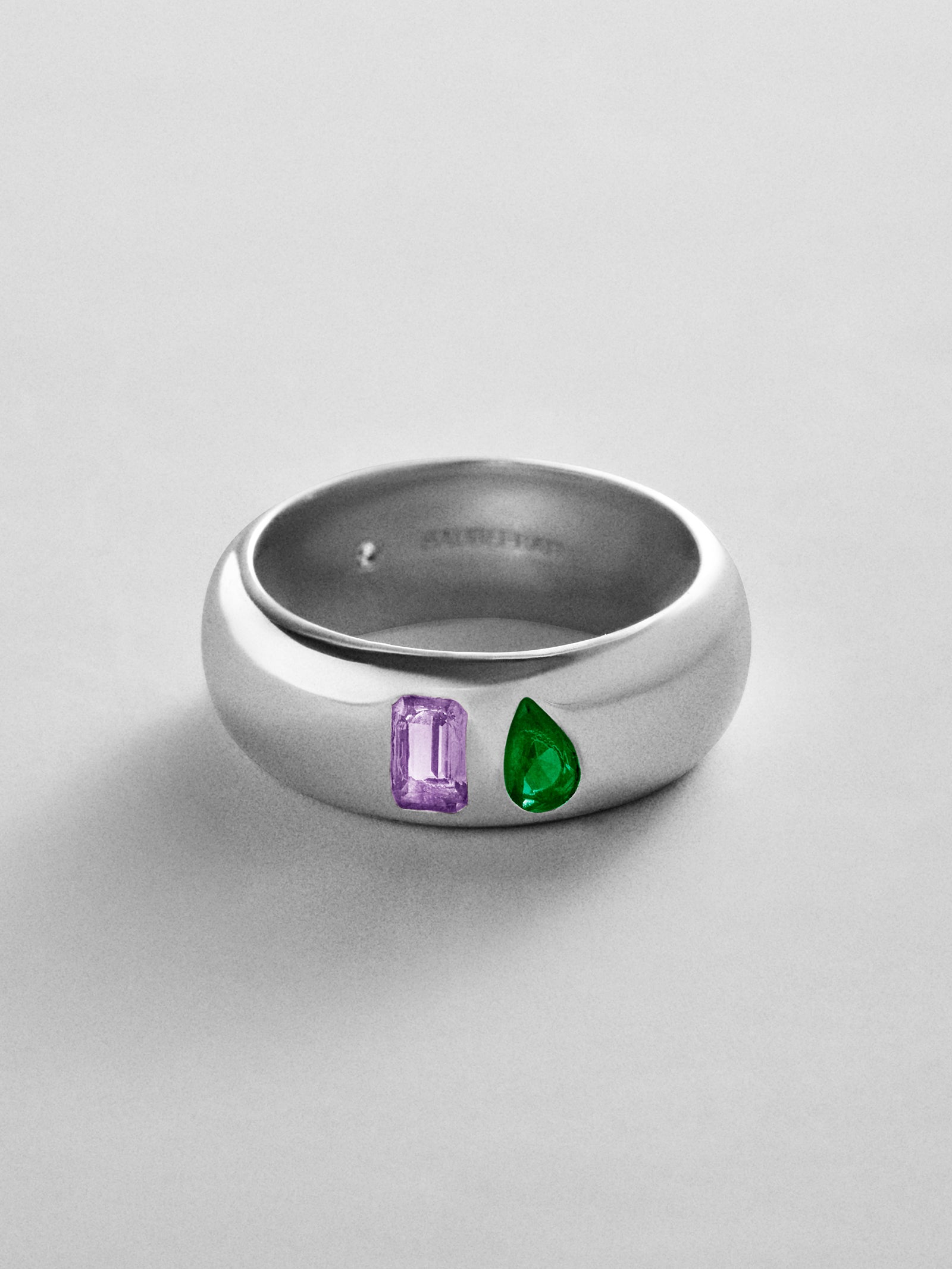 Multi-Stone Puffy Custom Birthstone Ring - Silver