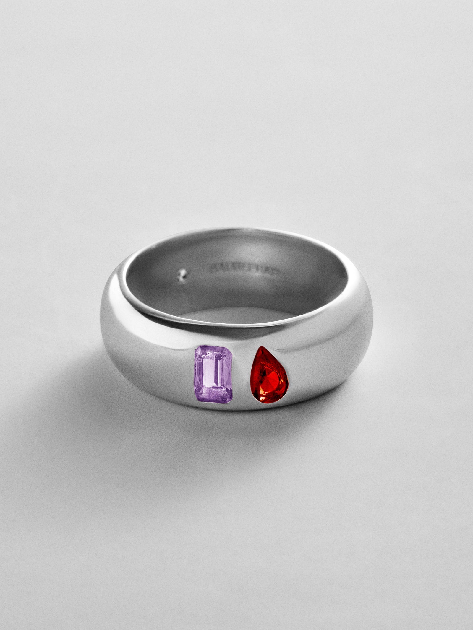 Multi-Stone Puffy Custom Birthstone Ring - Silver