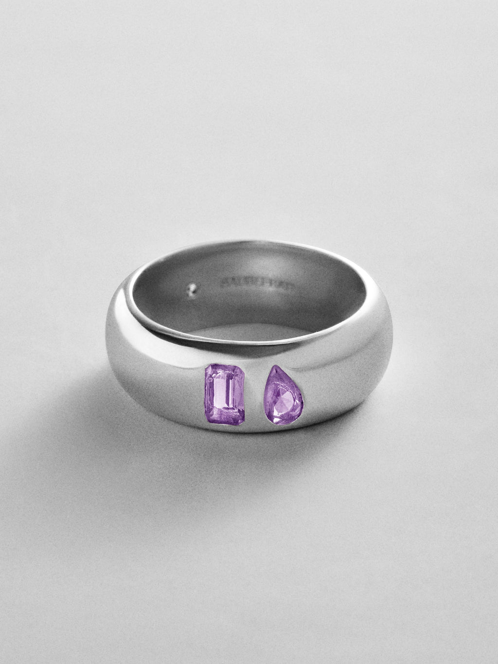 Multi-Stone Puffy Custom Birthstone Ring - Silver
