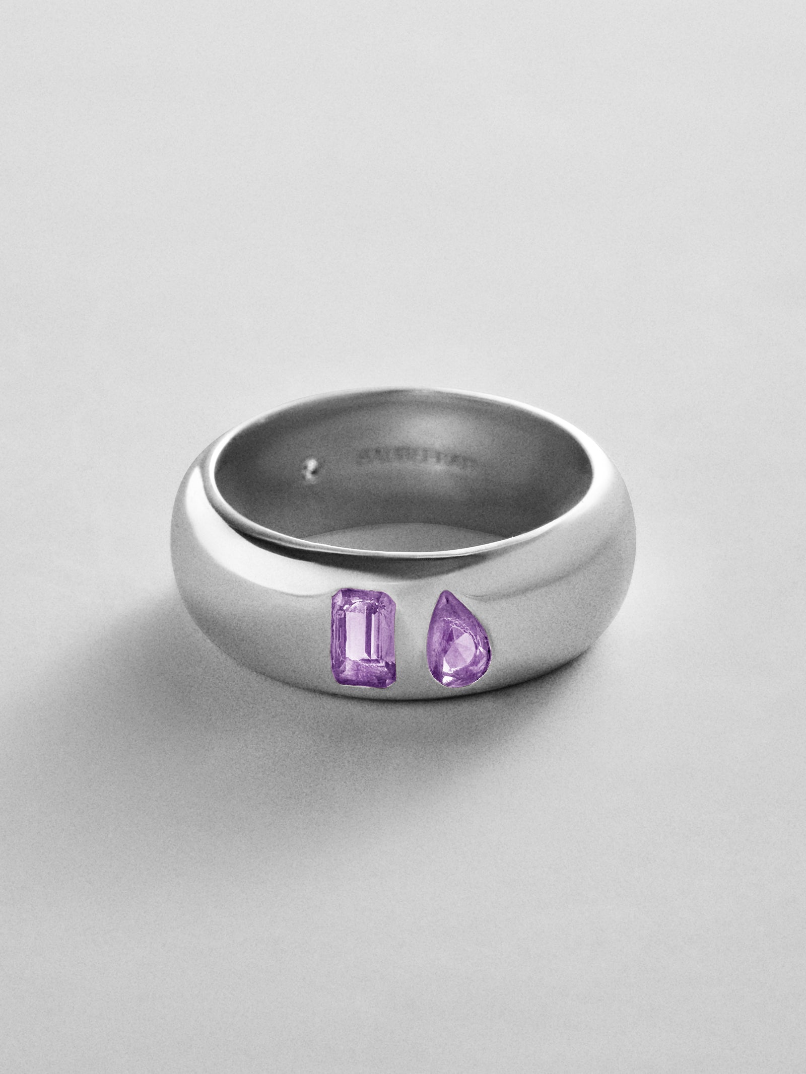 Multi-Stone Puffy Custom Birthstone Ring - Silver