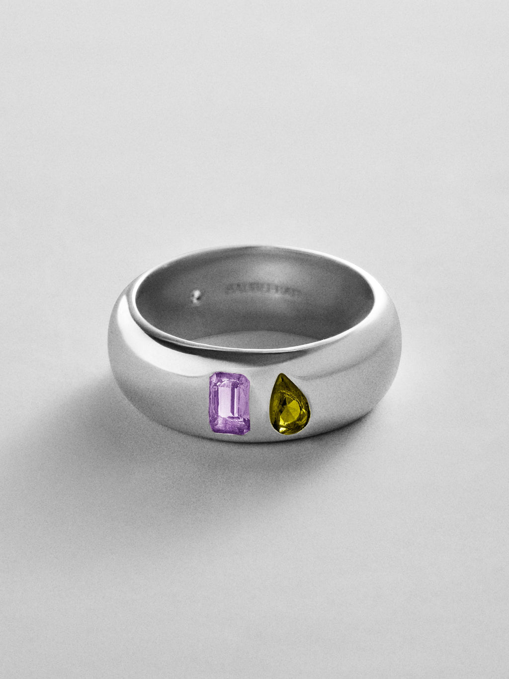 Multi-Stone Puffy Custom Birthstone Ring - Silver
