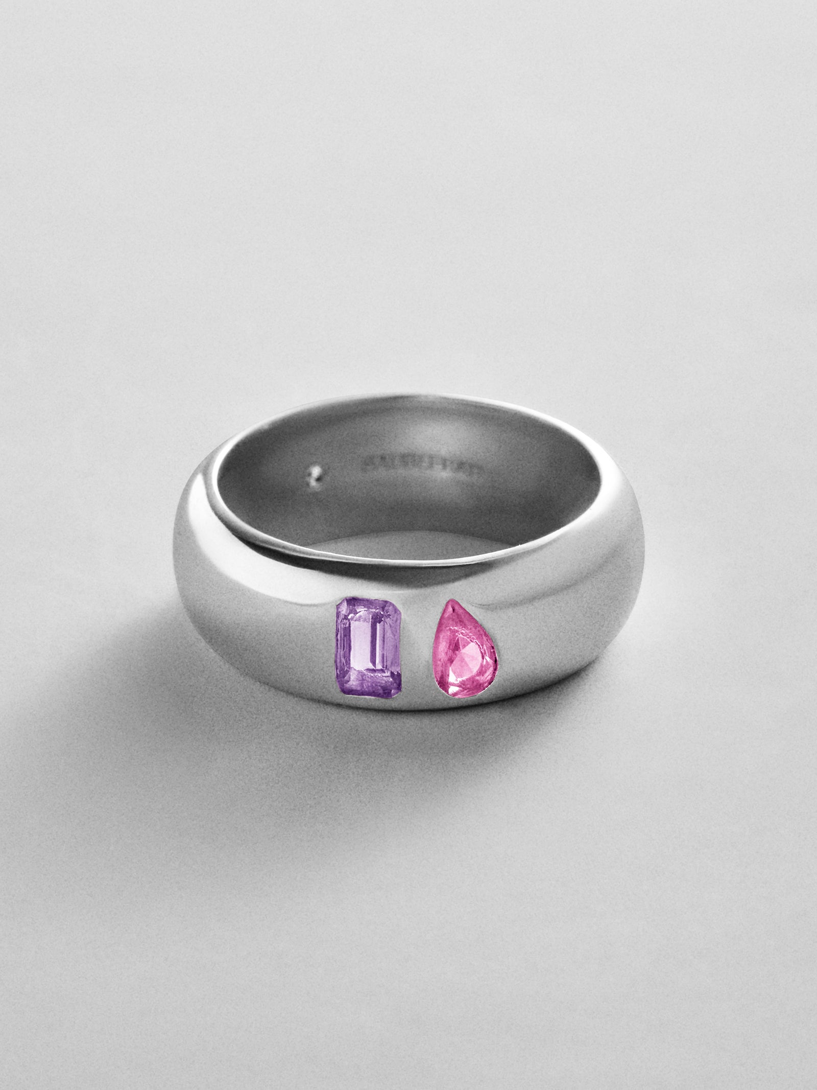 Multi-Stone Puffy Custom Birthstone Ring - Silver