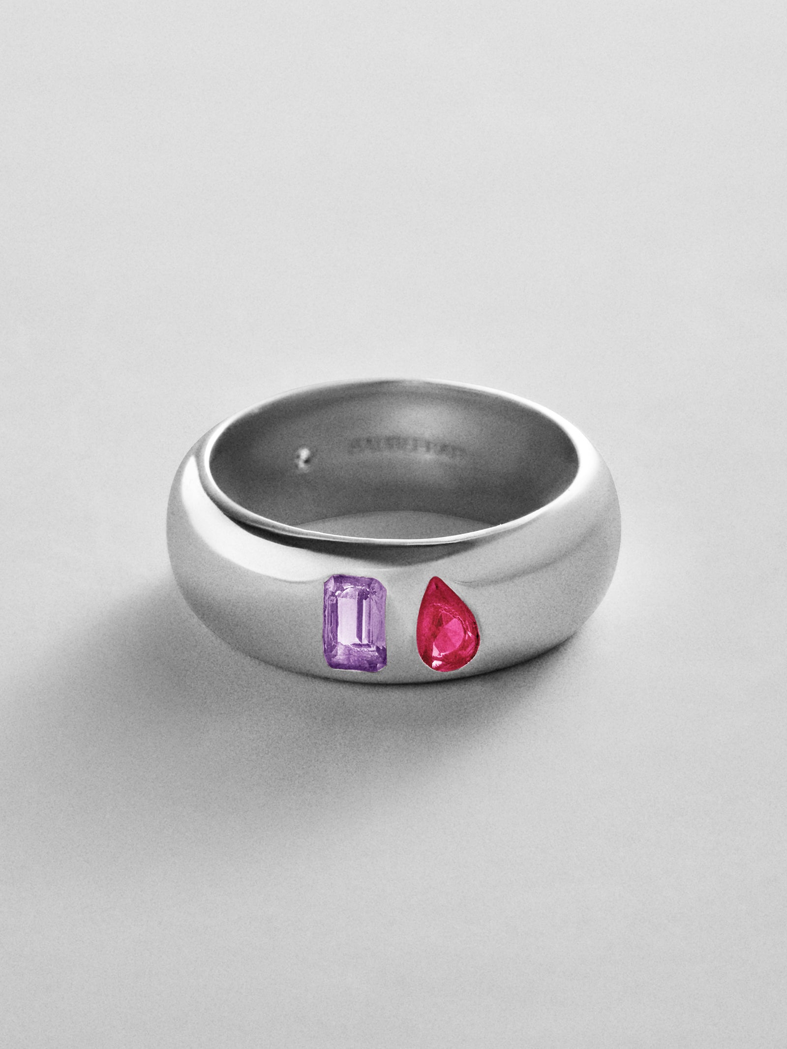 Multi-Stone Puffy Custom Birthstone Ring - Silver