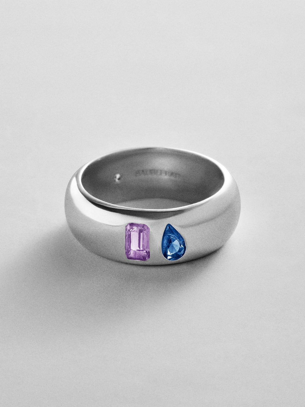 Multi-Stone Puffy Custom Birthstone Ring - Silver