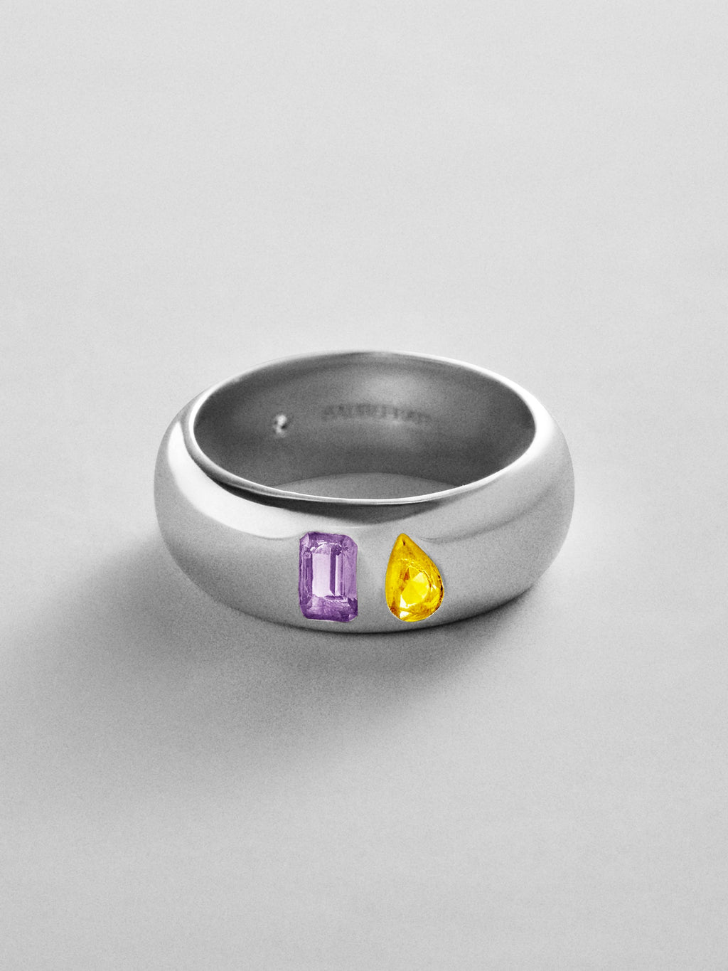 Multi-Stone Puffy Custom Birthstone Ring - Silver