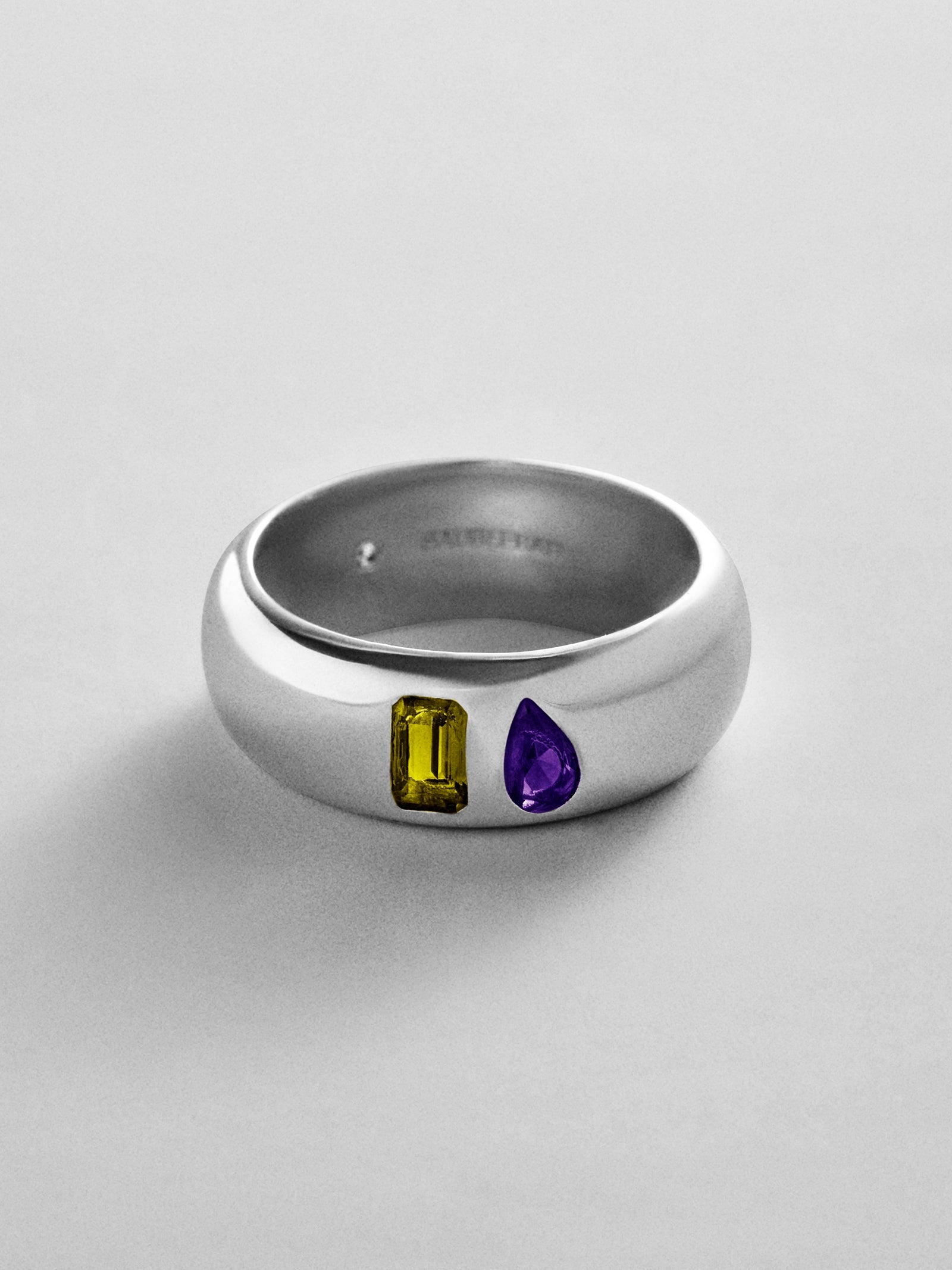 Multi-Stone Puffy Custom Birthstone Ring - Silver