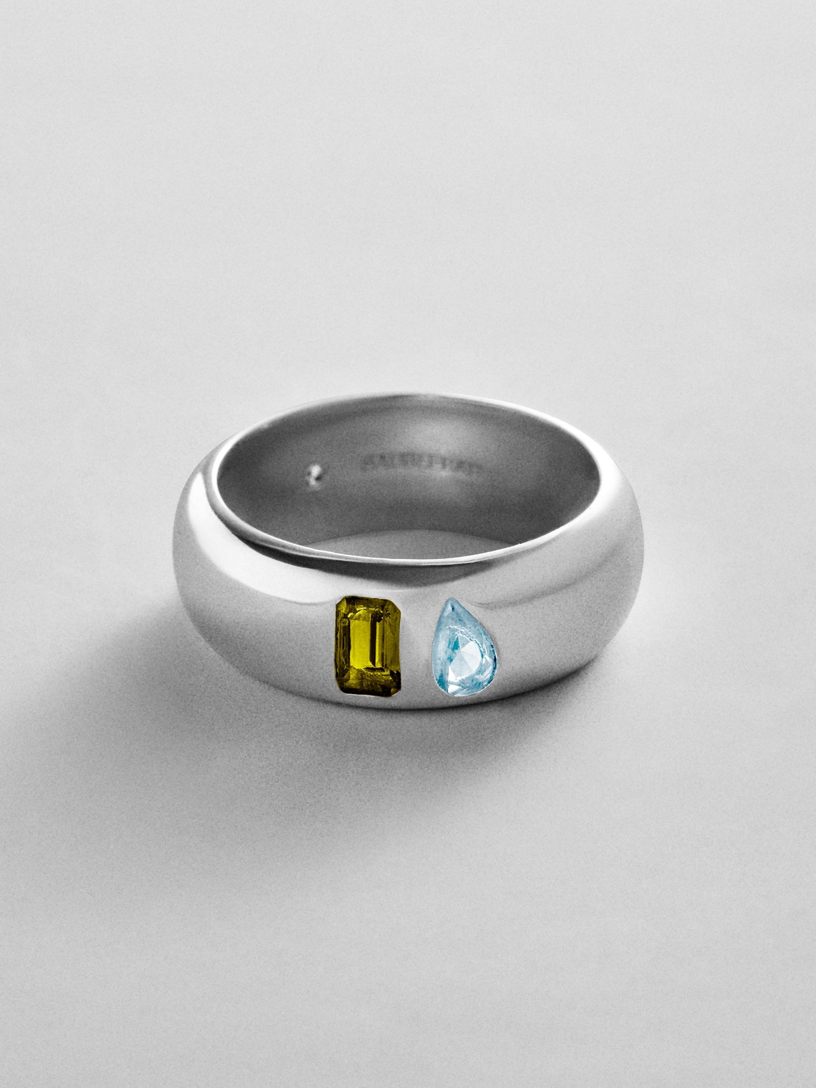 Multi-Stone Puffy Custom Birthstone Ring - Silver