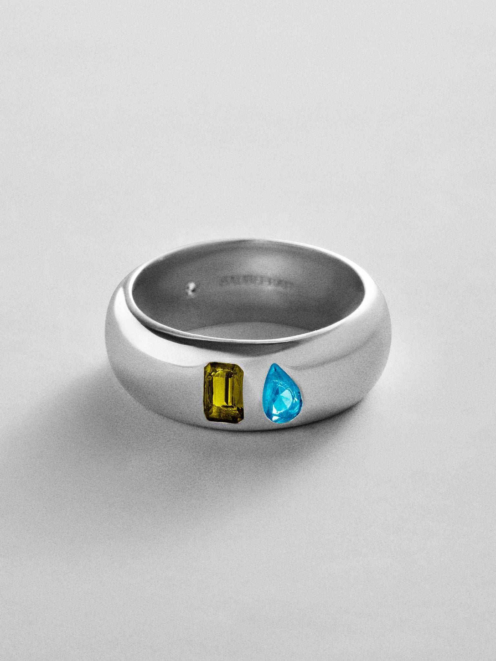 Multi-Stone Puffy Custom Birthstone Ring - Silver