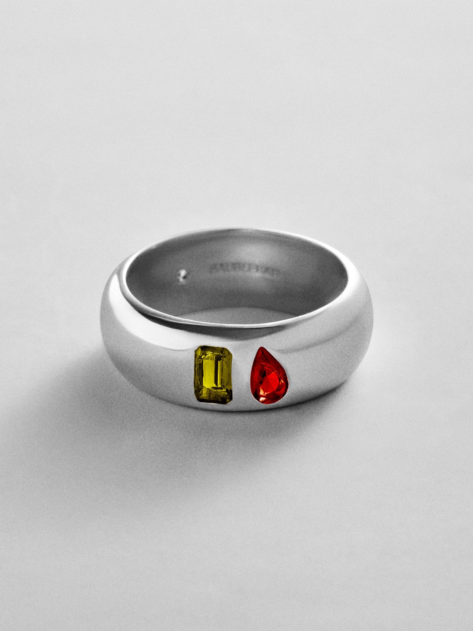 Multi-Stone Puffy Custom Birthstone Ring - Silver