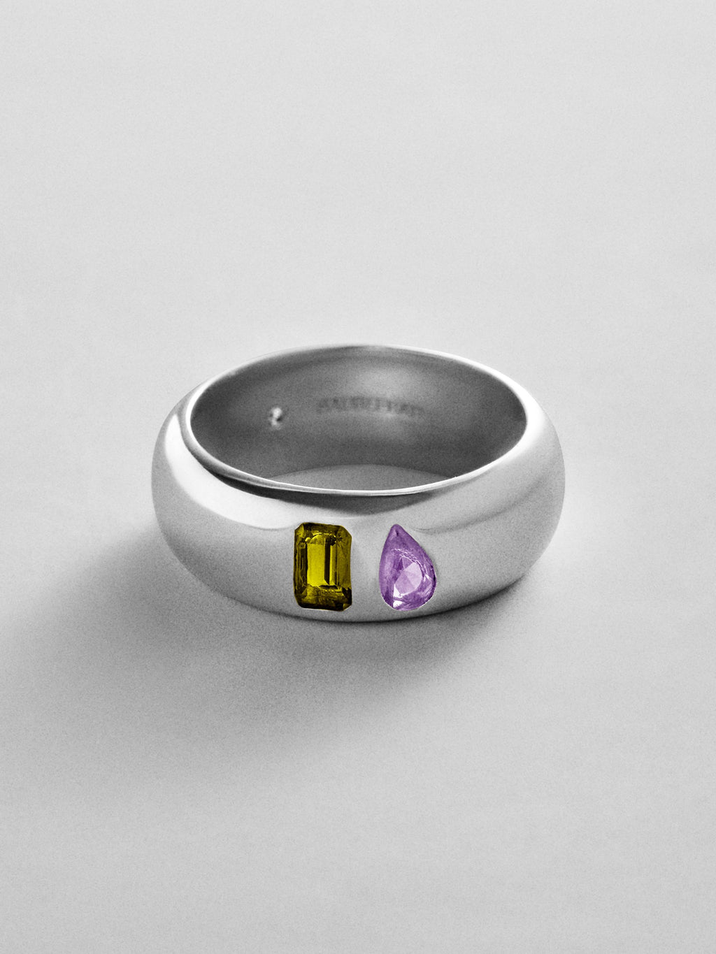 Multi-Stone Puffy Custom Birthstone Ring - Silver
