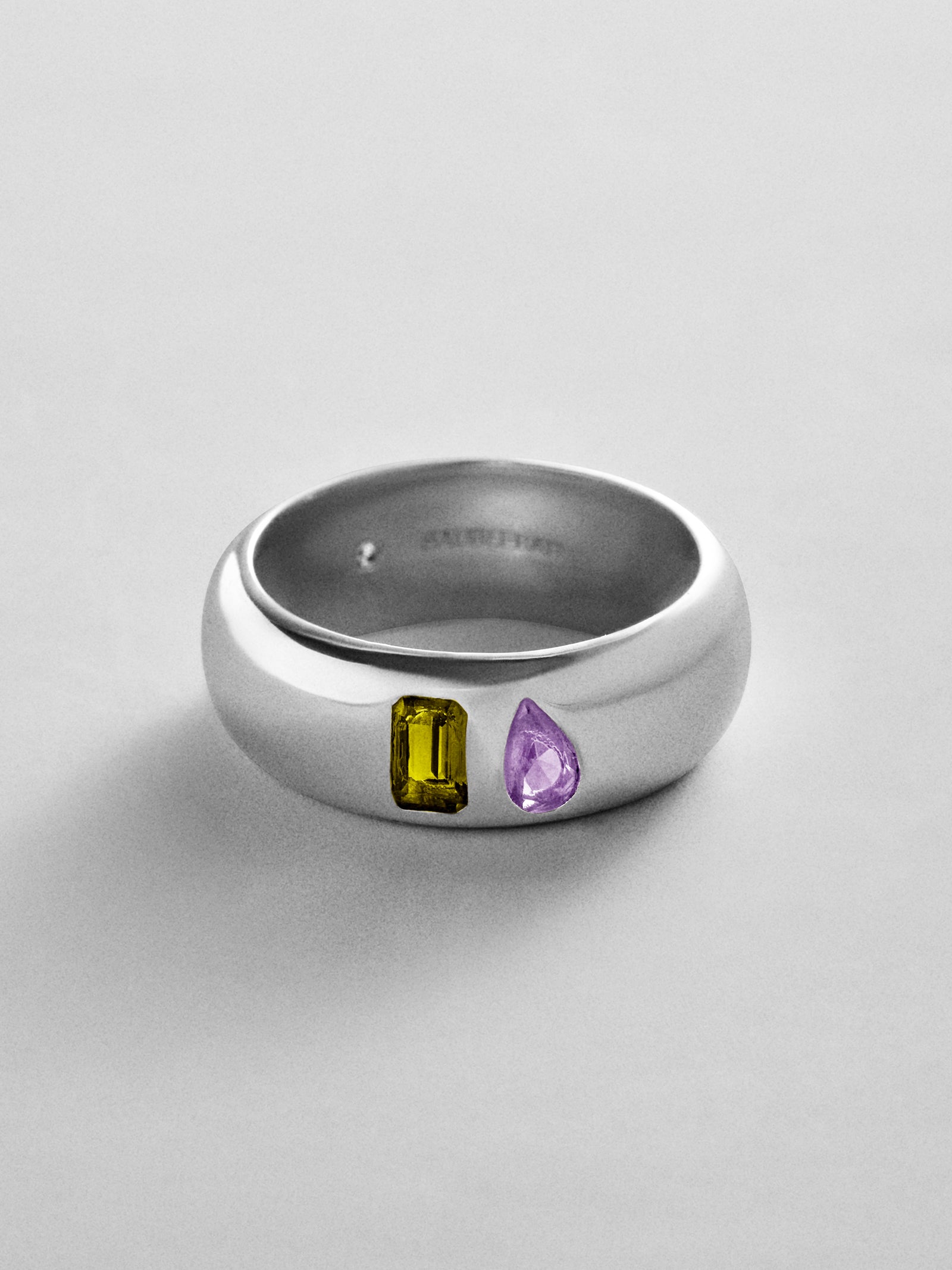 Multi-Stone Puffy Custom Birthstone Ring - Silver