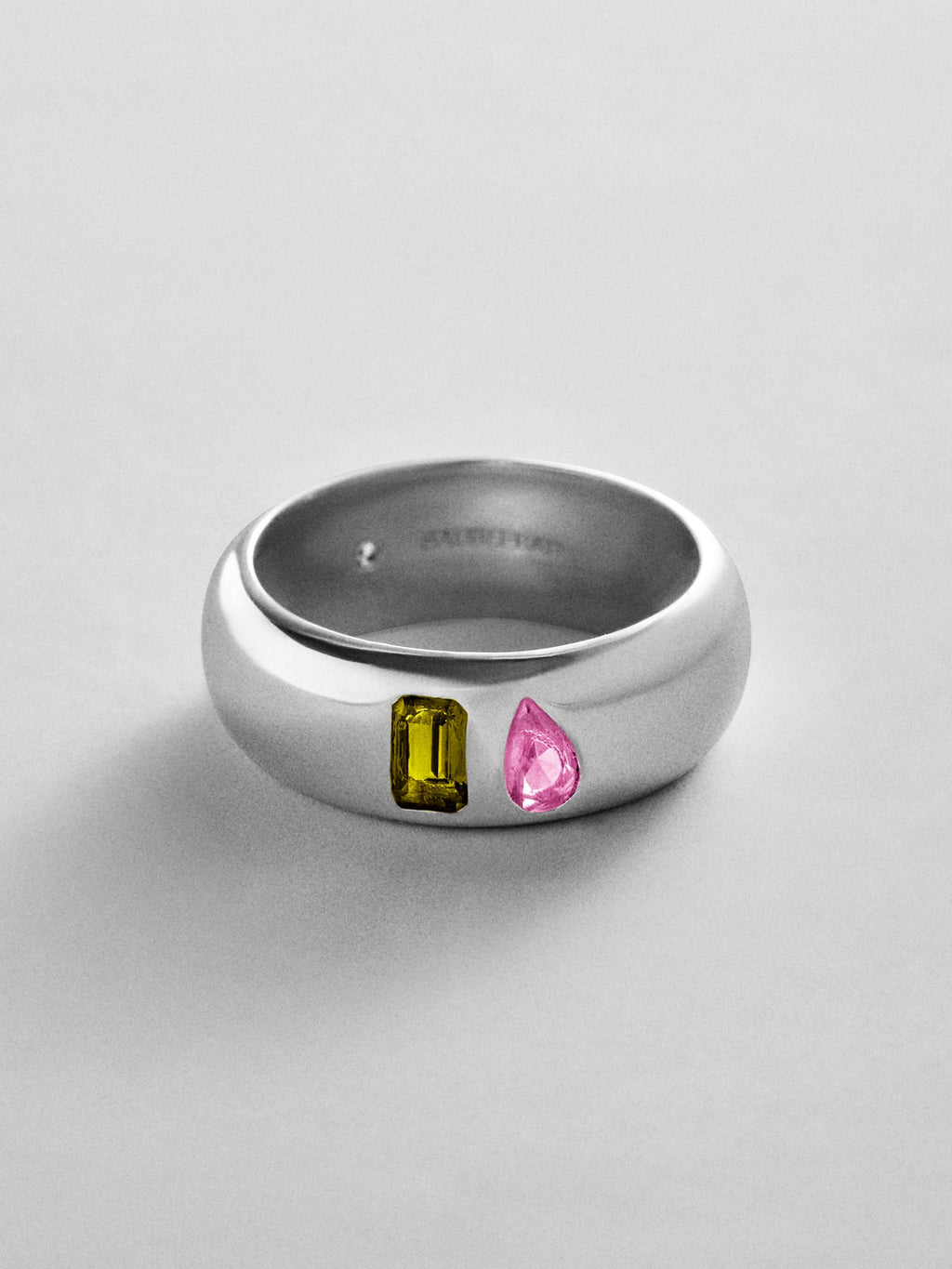 Multi-Stone Puffy Custom Birthstone Ring - Silver