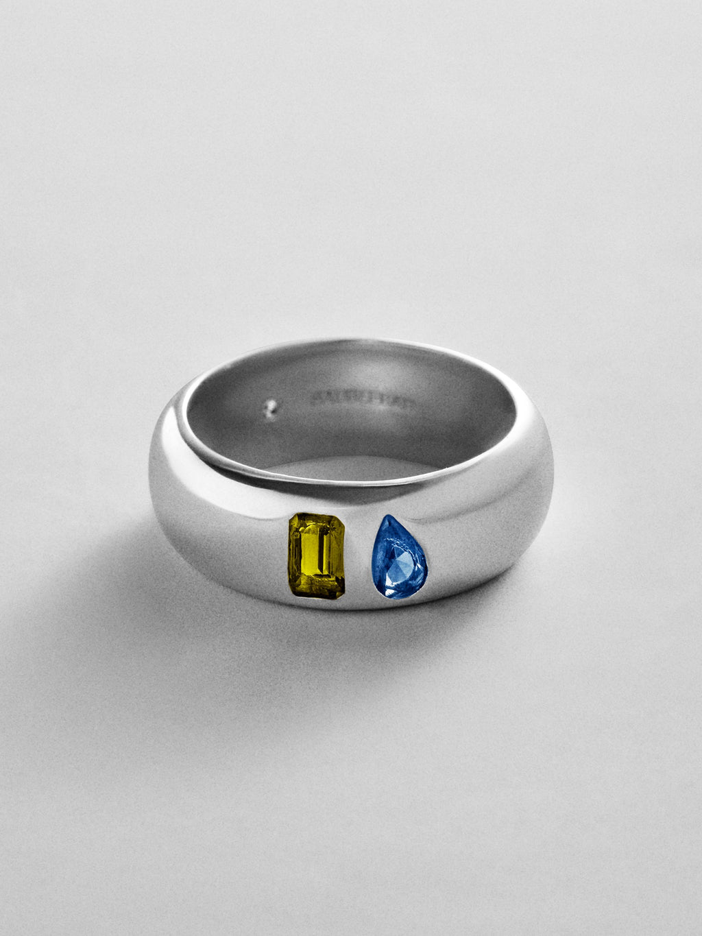 Multi-Stone Puffy Custom Birthstone Ring - Silver