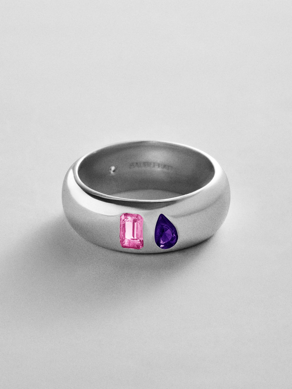 Multi-Stone Puffy Custom Birthstone Ring - Silver