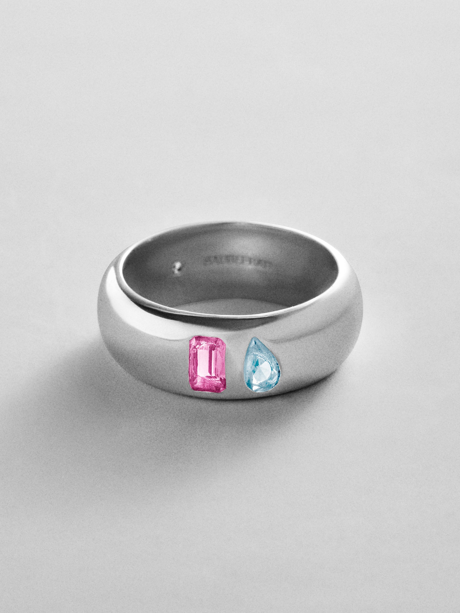 Multi-Stone Puffy Custom Birthstone Ring - Silver
