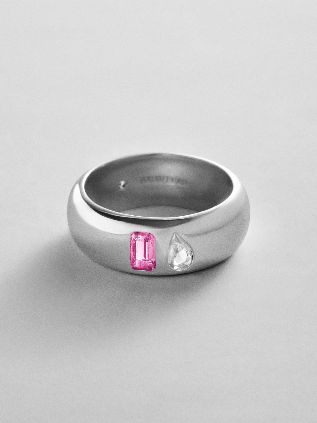 Multi-Stone Puffy Custom Birthstone Ring - Silver