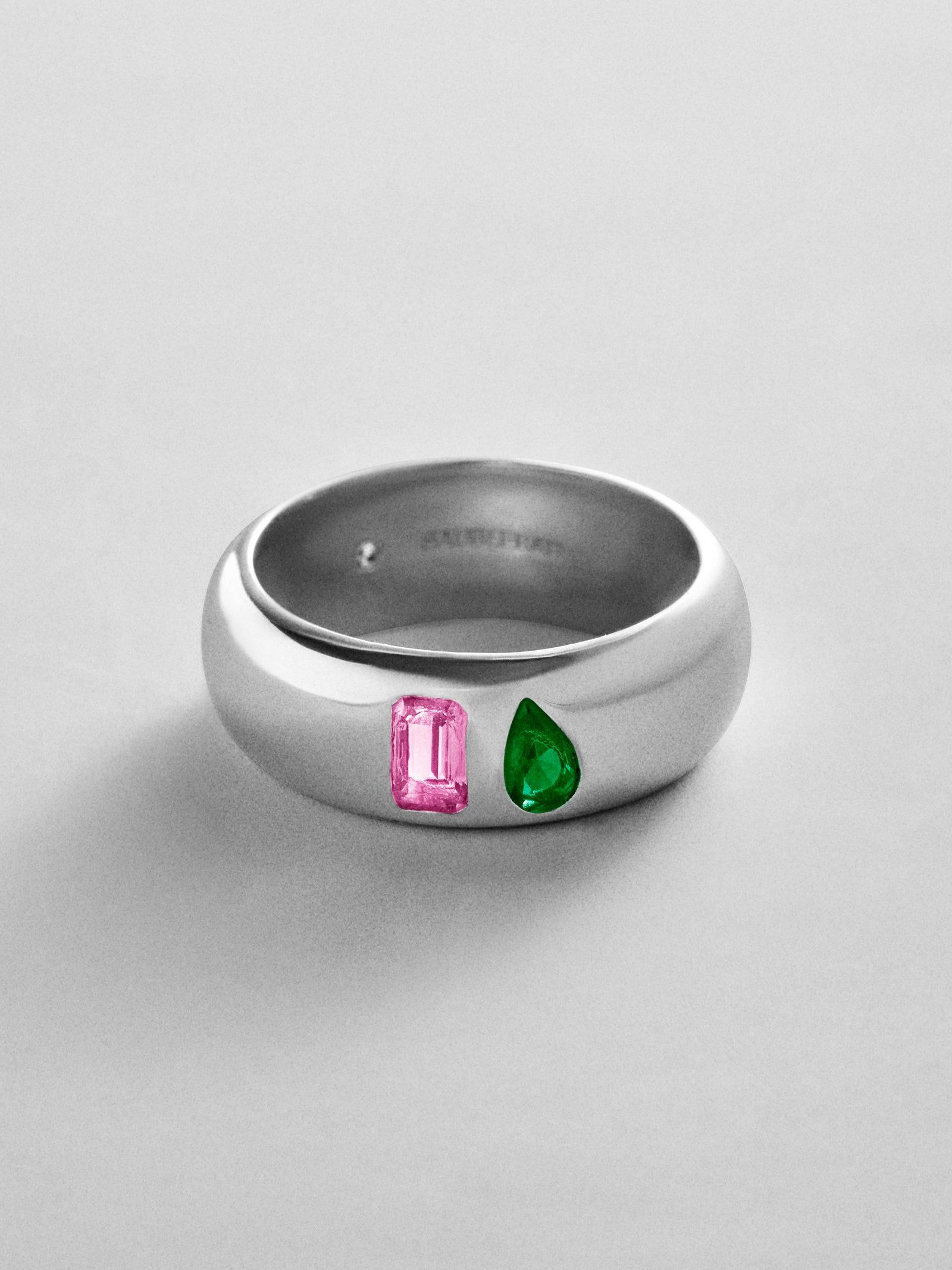 Multi-Stone Puffy Custom Birthstone Ring - Silver