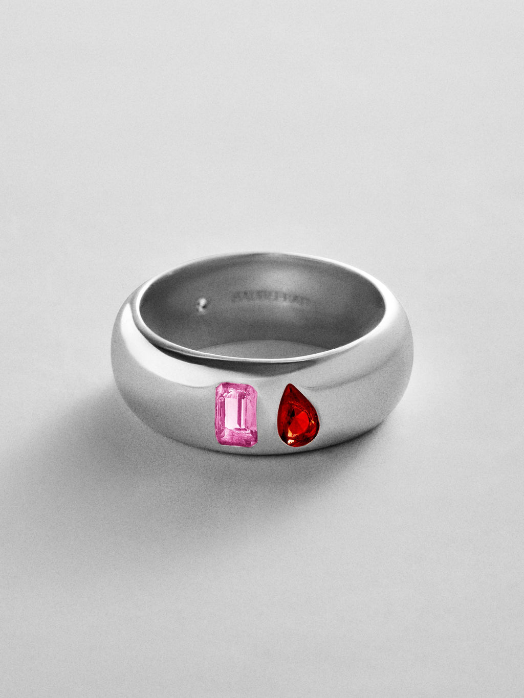 Multi-Stone Puffy Custom Birthstone Ring - Silver