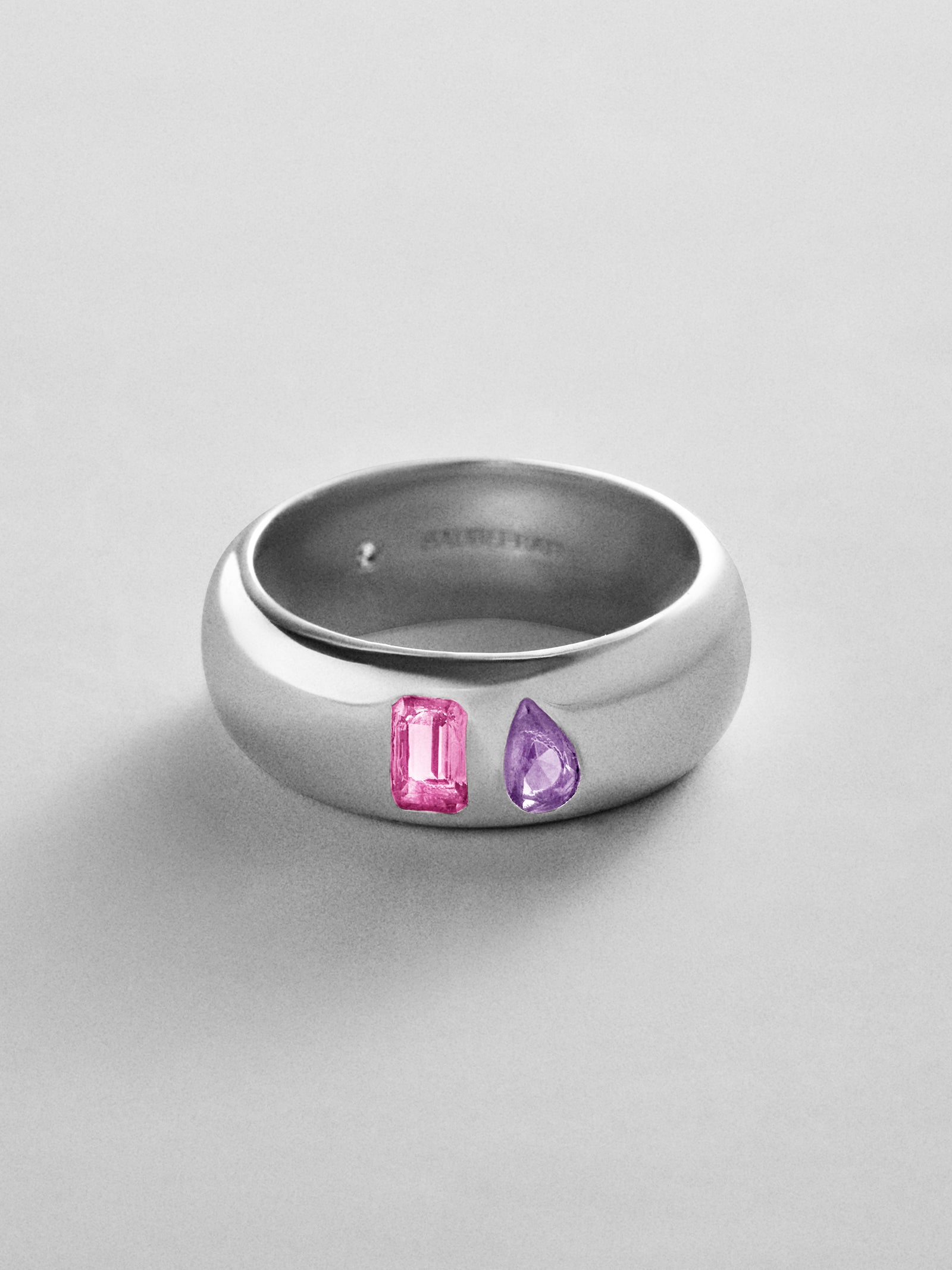 Multi-Stone Puffy Custom Birthstone Ring - Silver