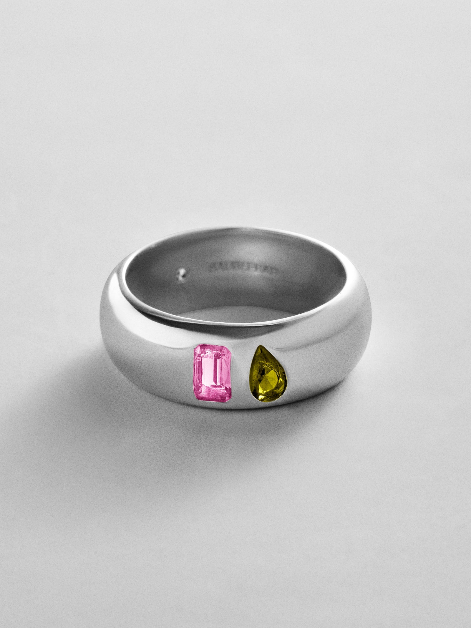 Multi-Stone Puffy Custom Birthstone Ring - Silver