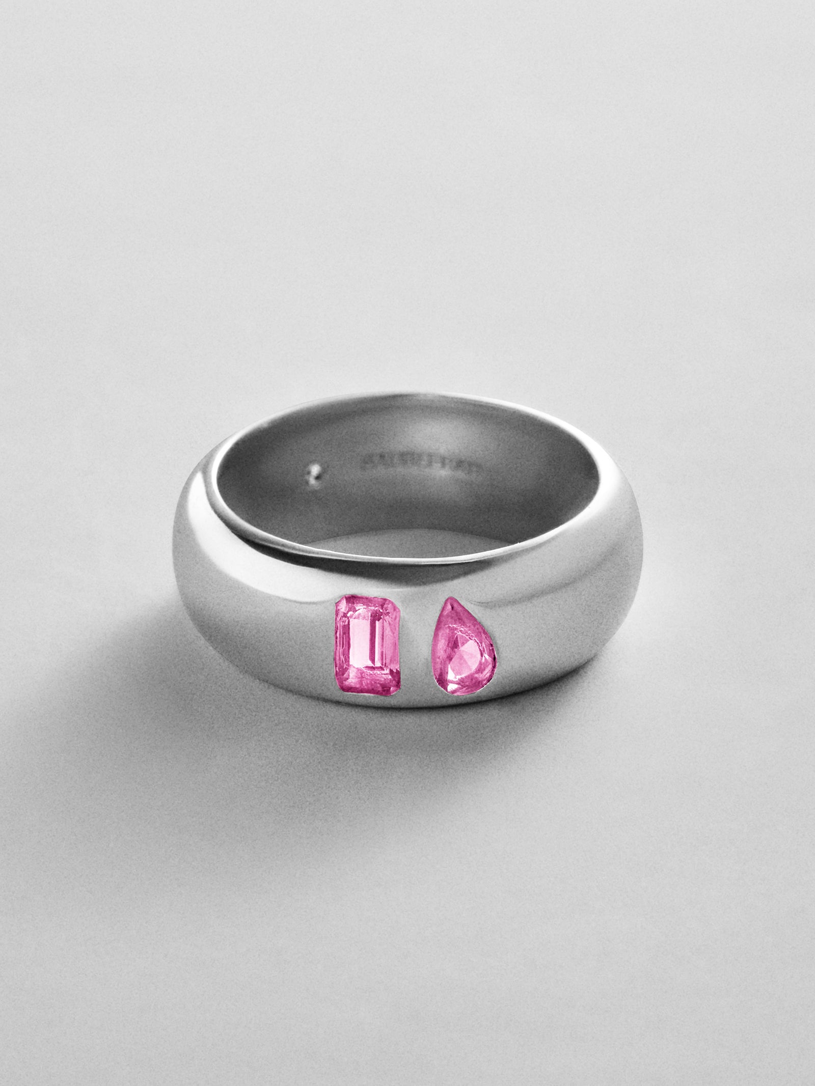 Multi-Stone Puffy Custom Birthstone Ring - Silver
