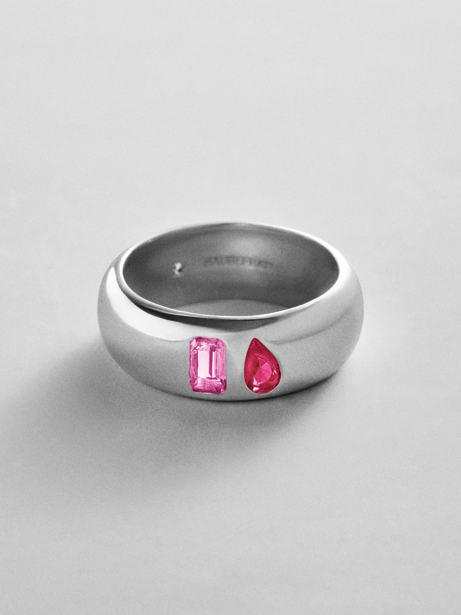 Multi-Stone Puffy Custom Birthstone Ring - Silver
