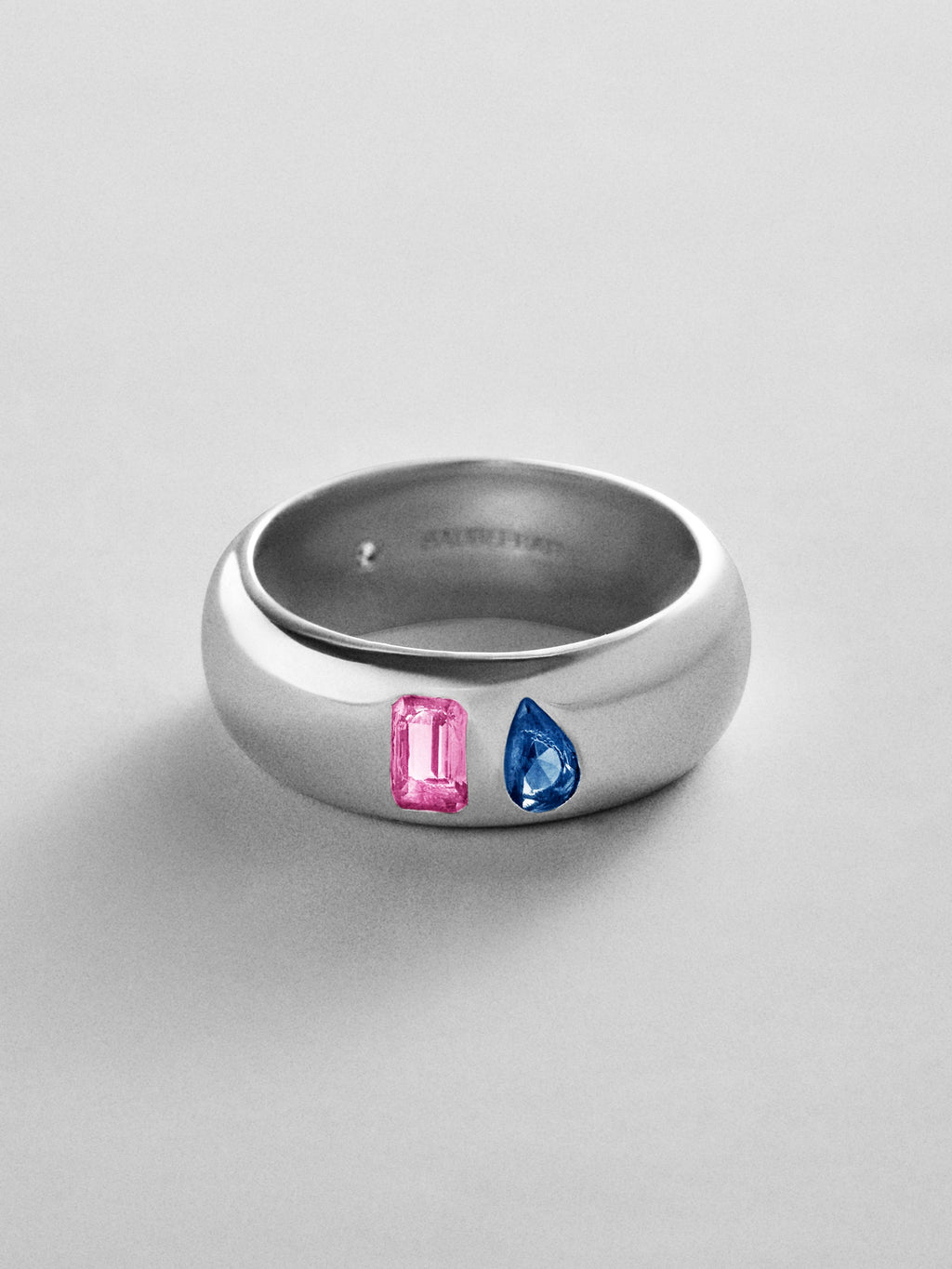 Multi-Stone Puffy Custom Birthstone Ring - Silver