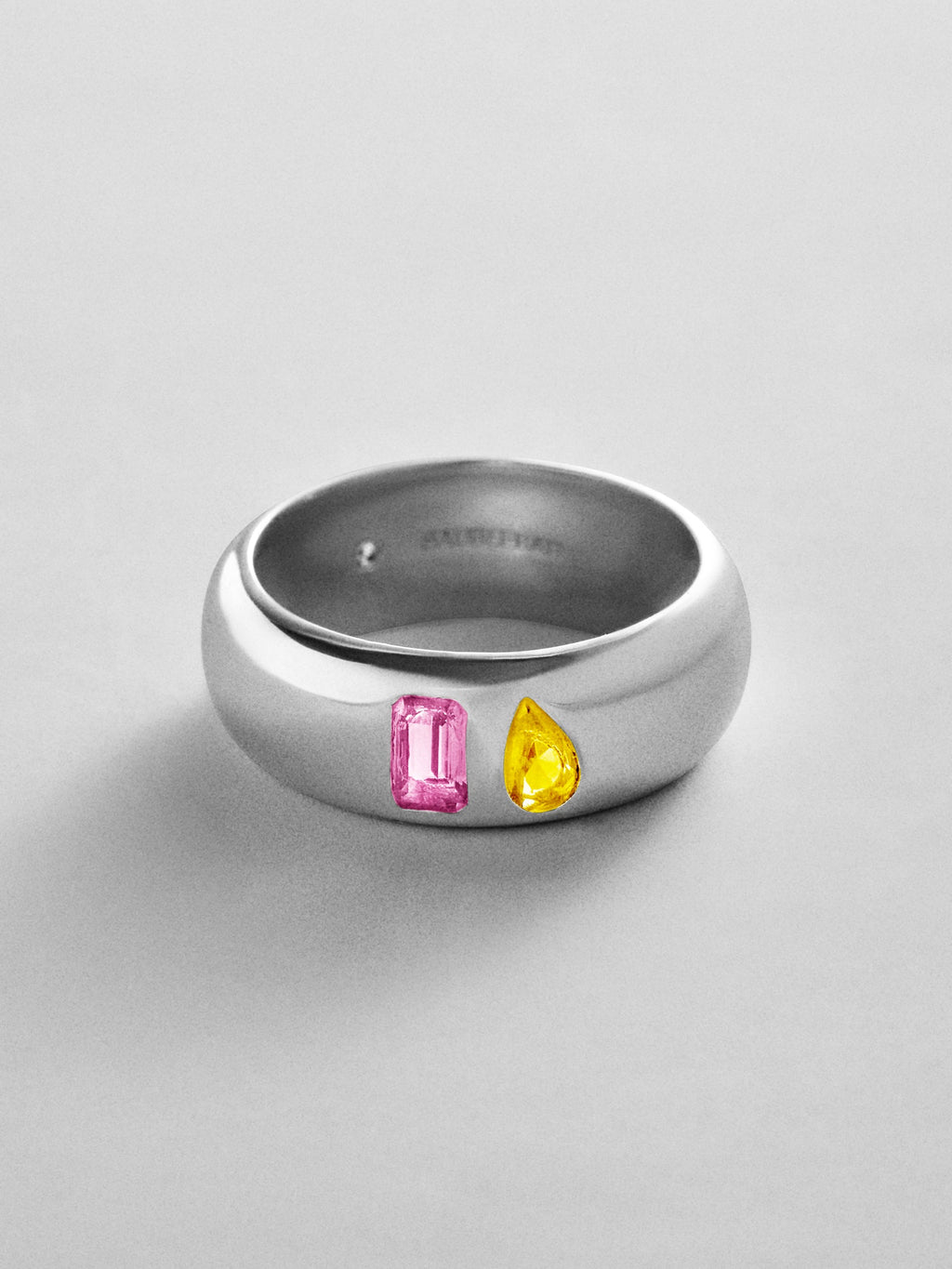 Multi-Stone Puffy Custom Birthstone Ring - Silver