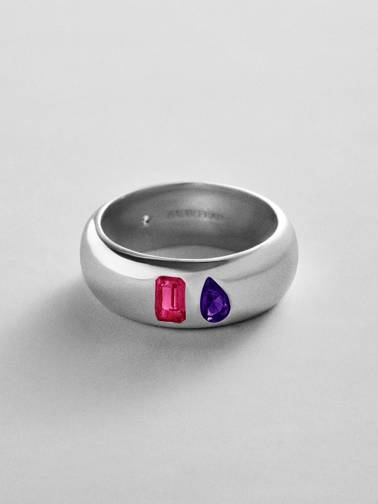 Multi-Stone Puffy Custom Birthstone Ring - Silver